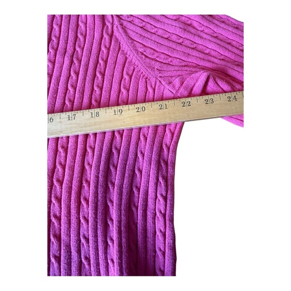 Chaps Classic Ladies Pink Cable Knit Sweater Preppy Timeless V Neck Sz 2X - Picture 7 of 9